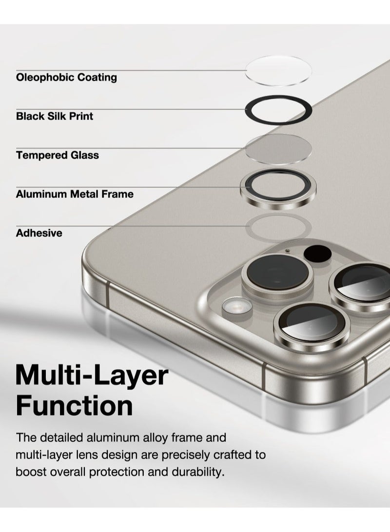 GREEN LION iPhone 16 Pro/16 Pro Max HD Plus Camera Lens / Anti Fingerprint / Anti-Glare Coating / Anti Scratch / Nano Absorption / 9H Durable Glass / Easy Installation - Natural Titanium - Image 2