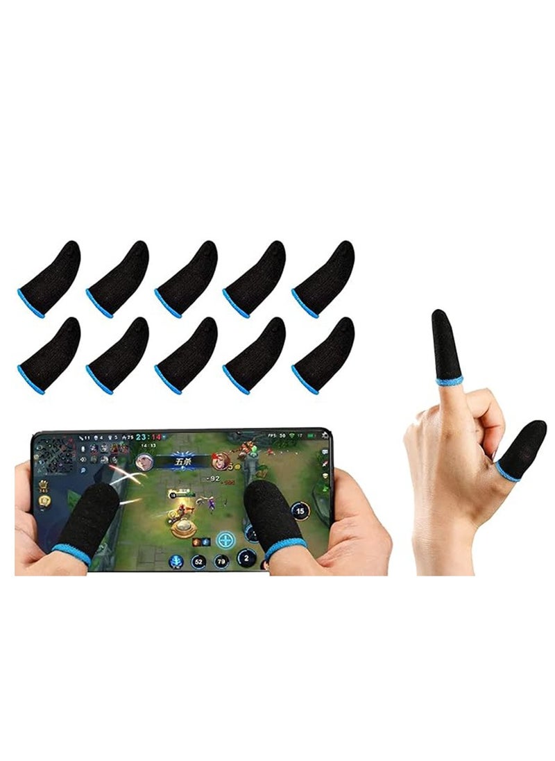 Beauenty PUBG Mobile Phone Finger Sleeves for Gaming | Anti-Sweat Breathable Finger Sleeve Gloves for Gaming | Thumb Sleeves Mobile Gaming | Gamer Gloves | Pack of 10 (Blue)  - Image 1