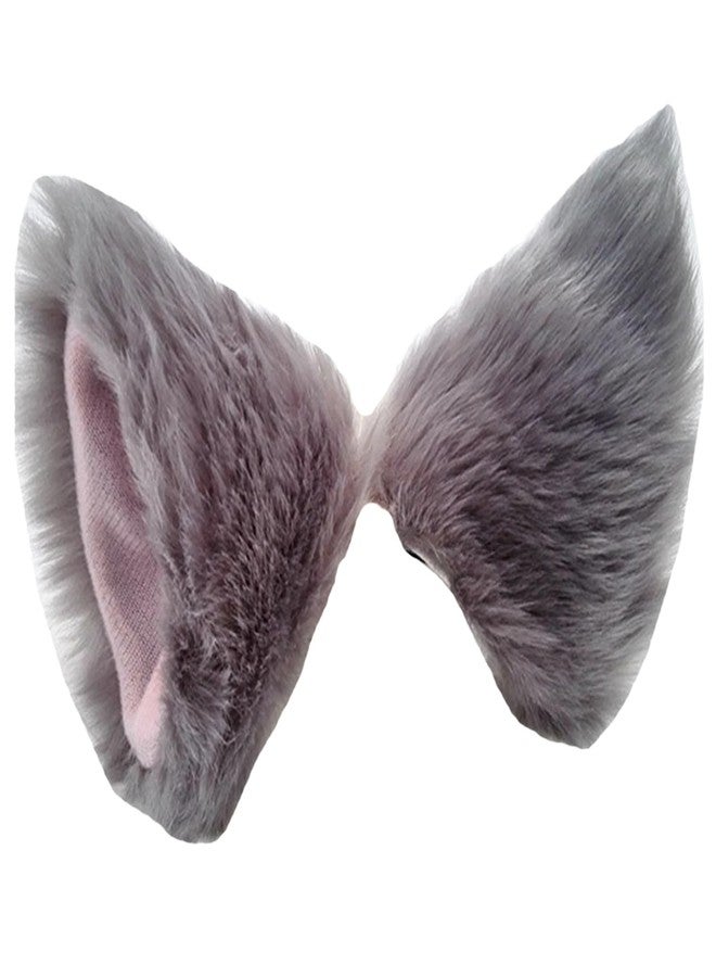 CBLUO Cat Ears Hair Clips Halloween Kitty Fox Ears Barrettes Women Furry Kitten Headpiece Hair Pins Cat Hairpin Headband Christmas Party Decoration Cosplay Costume Cute Hair Accessories Gray with Pink - Image 1