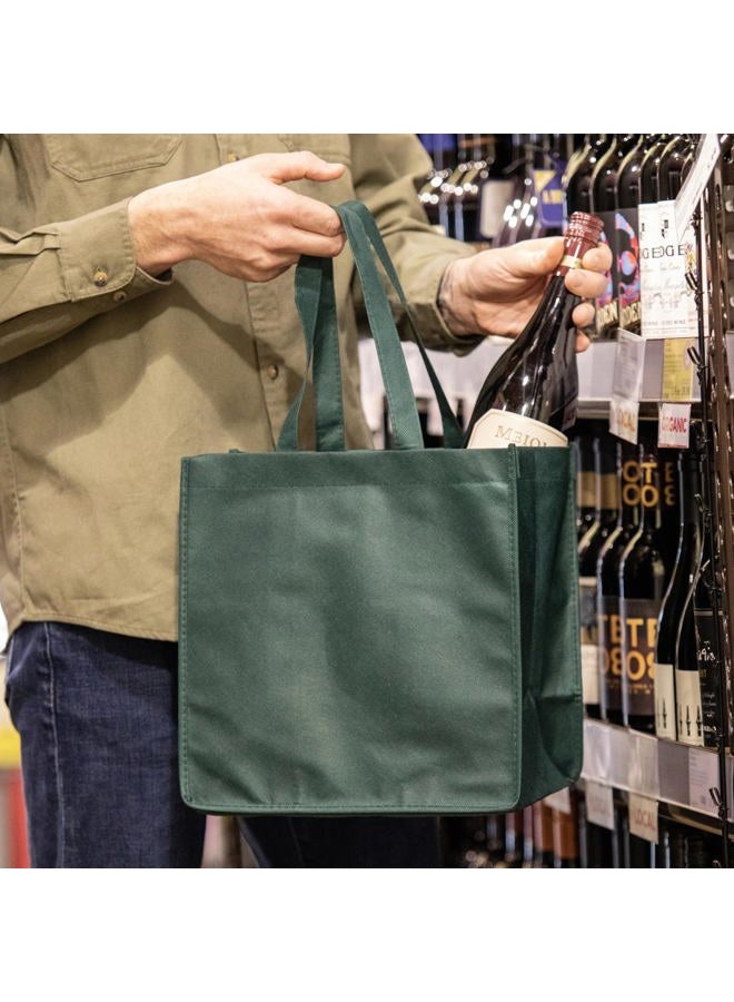 True 6 Bottle Wine Bag with Divider, Non-Woven 100 GSM, Customizable Reusable Wine Bottle Carrier, Green Large - Image 4