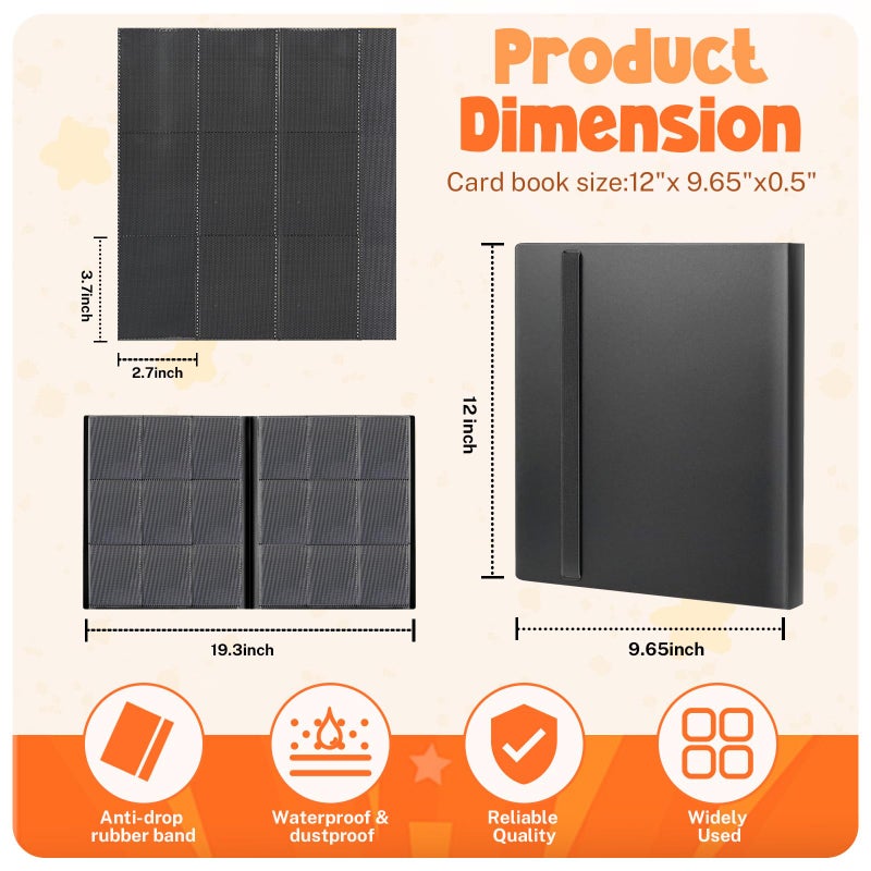 PUPTILY Card Binder, 9 Pocket Trading Card Album Folder,20 Pages, 360 Card Capacity Sports Card Binder, Premium Card Binders Compatible with MTG, TCG, Baseball Cards (Black) - Image 2