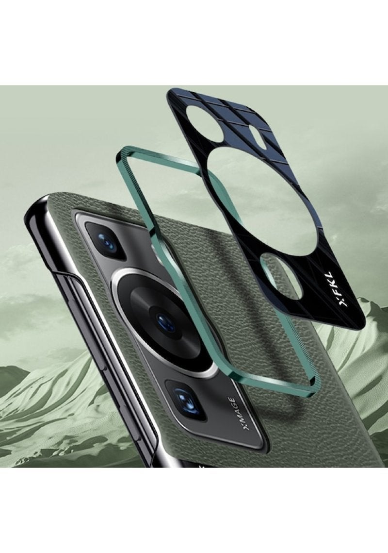 Huawei P60Pro electroplated plain leather phone case, precision hole lens protection case, all inclusive phone protection case - Image 5