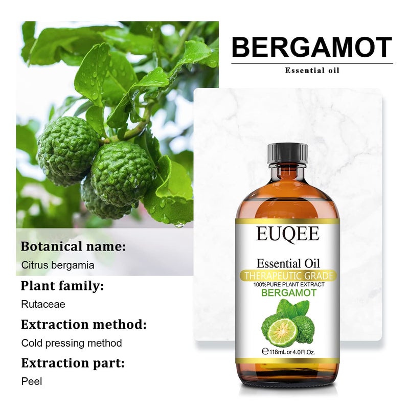 EUQEE Bergamot Essential Oil 118ml Pure Bergamot Oil for Aromatherapy, Diffuser, Sopa Candle Making, Large Bottle with Gift Box -4 fl.oz - Image 3