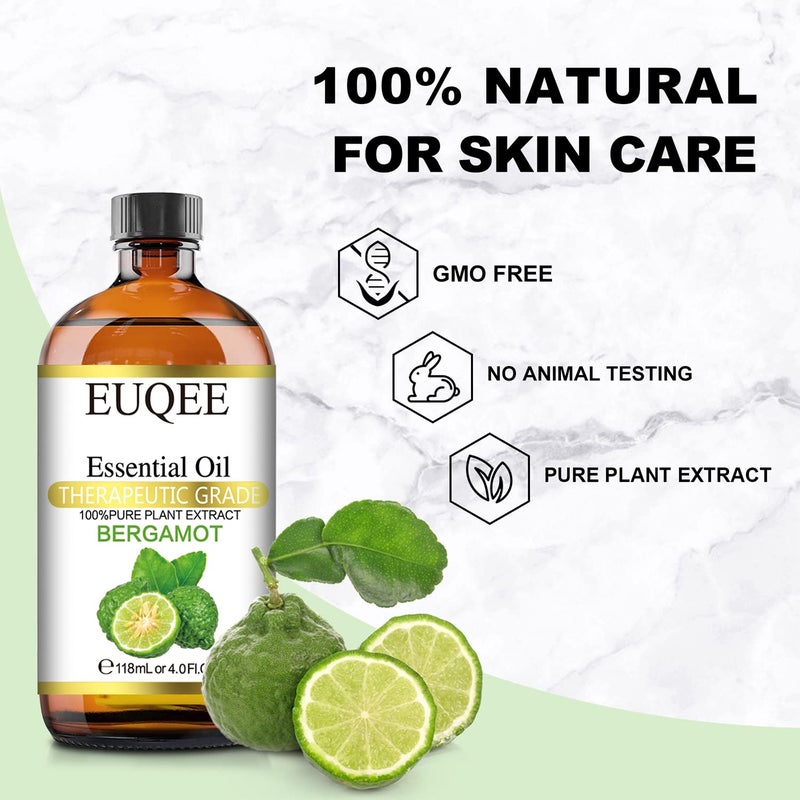EUQEE Bergamot Essential Oil 118ml Pure Bergamot Oil for Aromatherapy, Diffuser, Sopa Candle Making, Large Bottle with Gift Box -4 fl.oz - Image 2