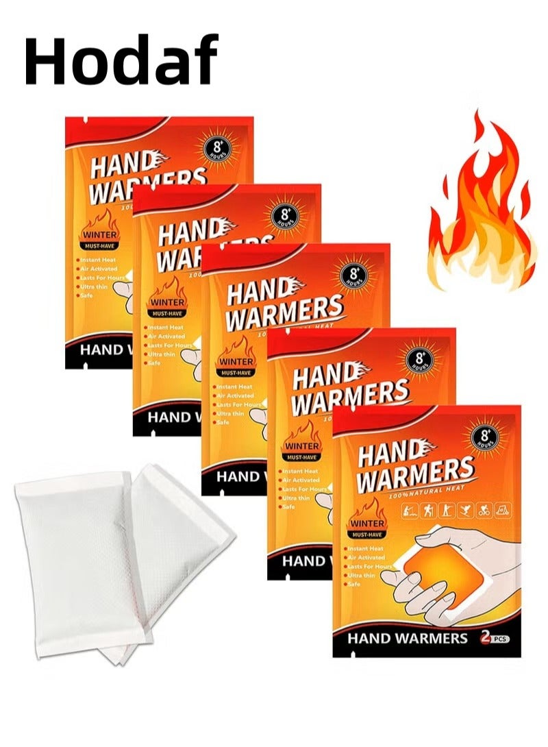Hodaf Hand Warmer Value Pack (10 Pcs), Disposable Hand Warmers, 8 Hours Heating, Super Long Lasting - Natural - Air Activated, for Body, Hands  Toes - Odorless Hot Hand Warmer for Winter Outdoor Activities - Image 1