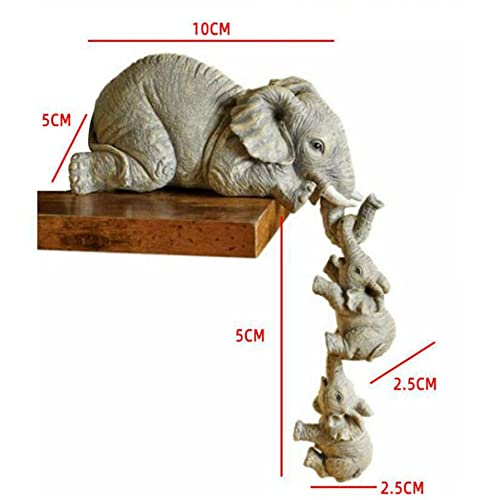 LSLANSOON 3 Set Elephant Shelf Sitter, Mother Elephant Hanging 2 Baby Elephants on The Edge, Hand-Painted Resin Collectable Figurines for Home Decor Gift - Image 4