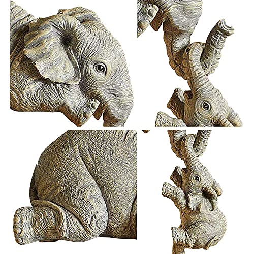 LSLANSOON 3 Set Elephant Shelf Sitter, Mother Elephant Hanging 2 Baby Elephants on The Edge, Hand-Painted Resin Collectable Figurines for Home Decor Gift - Image 3