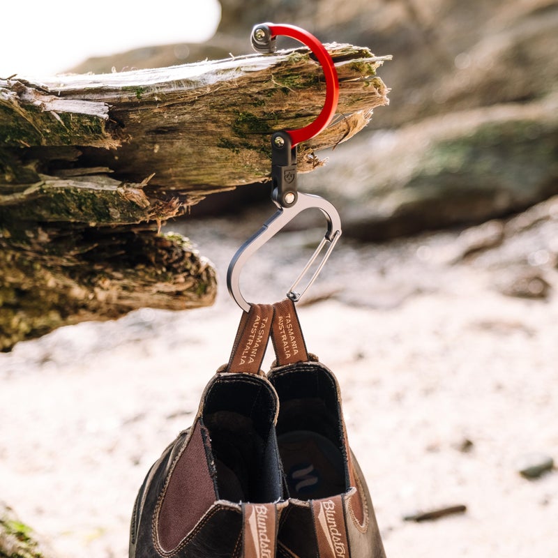 GEAR AID HEROCLIP Carabiner Gear Clip and Hook (Medium) for Camping, Backpack, and Garage Organization, Black and Red, 1 Pack - Image 4