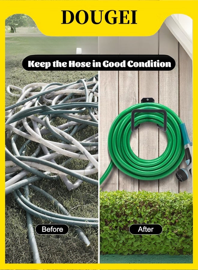 دوغي 1 عبوة حامل خرطوم الحديقة ، بكرة خرطوم شماعات خرطوم شديدة التحمل ، حامل خرطوم مياه مثبت على الحائط في الهواء الطلق / داخلي خطافات خرطوم معدني متين مثالي لتخزين خرطوم المياه ساحة حديقة بحد أقصى 77 رطلا - أسود - Image 5