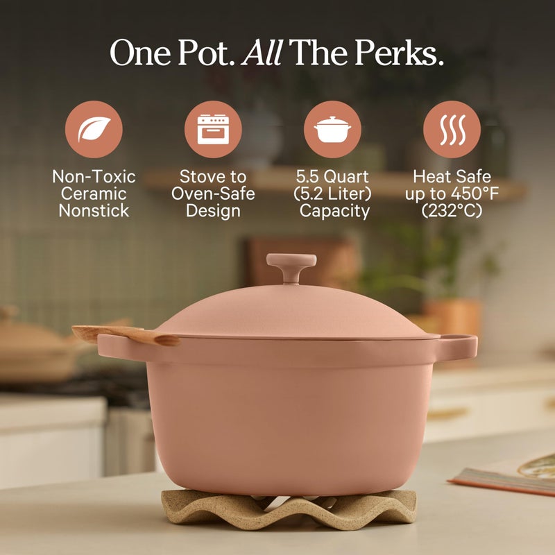Our Place Perfect Pot | 5.5 Qt Ceramic Pot with Lid & Spatula | Patented 8-in-1, PFAS-Free Nonstick, Non-Toxic Cookware | Induction & Oven-Safe up to 450Â°F | Spice - Image 2