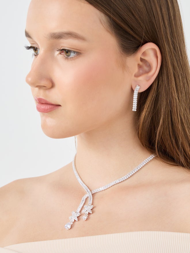 Styli Embellished Necklace and Earrings Jewelry Set - Image 1