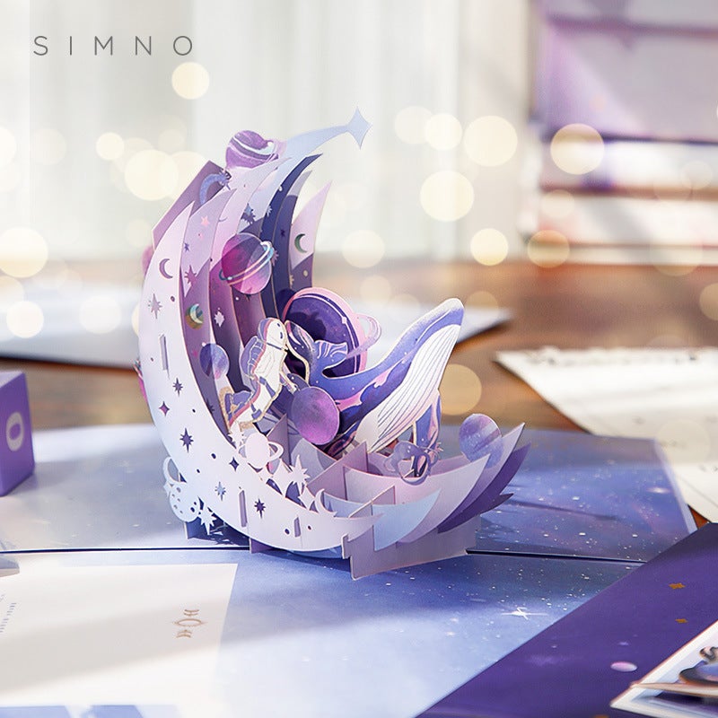 Birthday Pop-Up Greeting Card Evening Star Galaxy Series 3D Creative Ins Pop-Up Greeting Card Fresh Style Message Blessing Card - Image 3