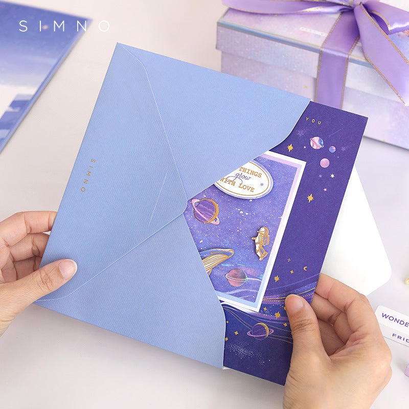 Birthday Pop-Up Greeting Card Evening Star Galaxy Series 3D Creative Ins Pop-Up Greeting Card Fresh Style Message Blessing Card - Image 5