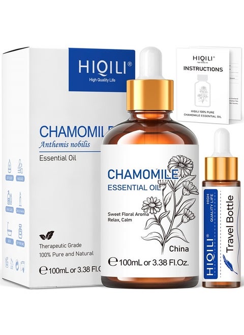 Chamomile Essential Oil, Pure Natural Organic Chamomile Oil for Skin, Diffuser, Hair, Aromatherapy, Massage and Face - 3.38 Fl Oz