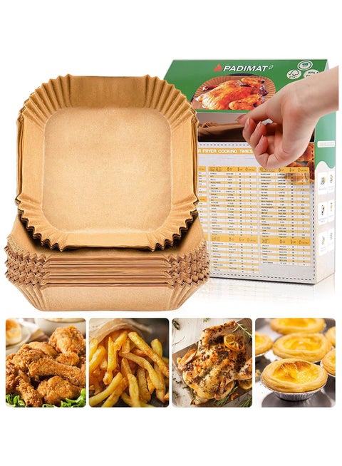 50 قطعة من بطانات ورقية للاستخدام مرة واحدة لمقلاة الهواء، بطانات مربعة لمقلاة الهواء، ورق خبز لمقلاة الهواء، أطباق ورقية مقاومة للماء والزيت غير لاصقة للخبز والتحميص في الميكروويف | 16 سم