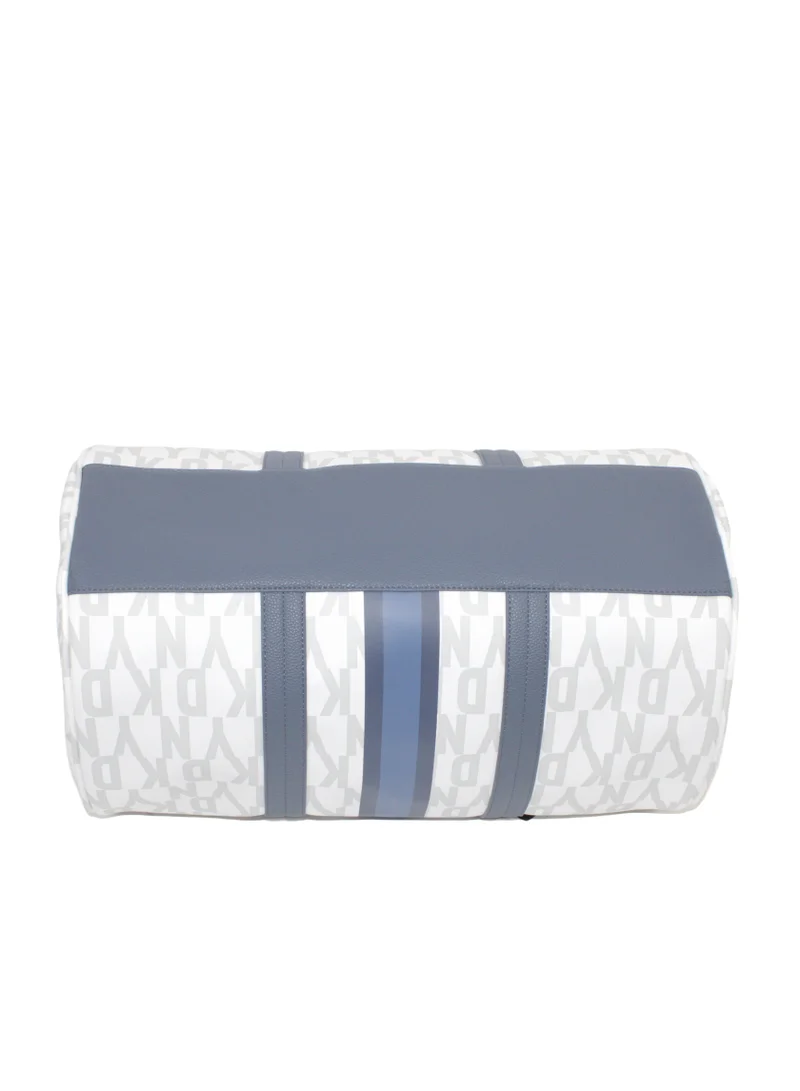 DKNY Signature Stripe 2.0 Duffle Bags for Unisex | Ultra Lightweight Travel, Sports &amp; Gym Duffle Bags Color White/Blue