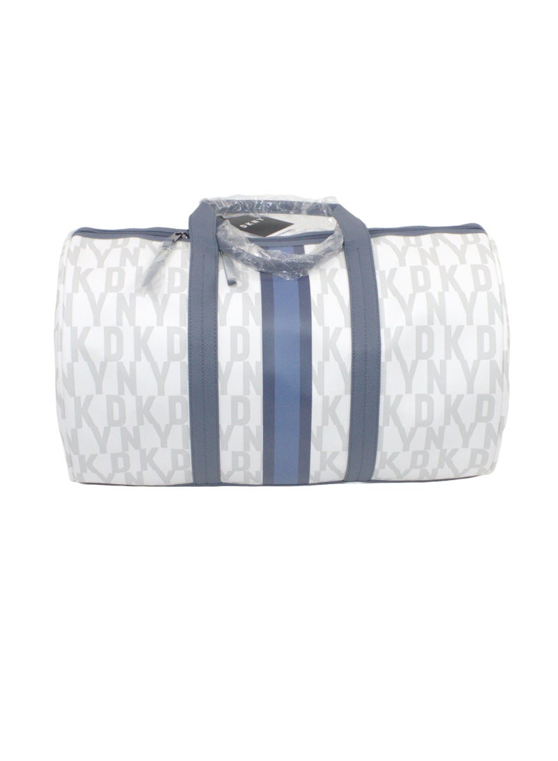 دكني حقائب دفل 2.0 مقلمة للجنسين | حقائب دفل خفيفة الوزن للغاية للسفر والرياضة والصالة الرياضية اللون أبيض/أزرق - Image 1