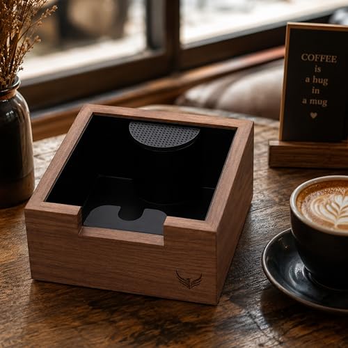 KNODOS Wooden Espresso Knock Box Walnut Dump Bin for Coffee Grounds Disposal Durable ShockAbsorbent Espresso Machine Accessories Easy to Clean Tamper Station - Image 3