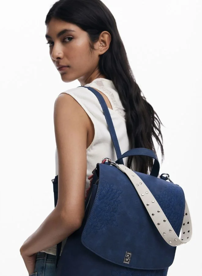 DESIGUAL SMALL EMBOSSED FLAP BACKPACK