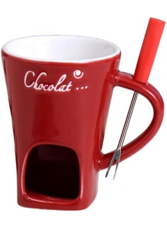 كوب فوندو الشوكولاتة السيراميك مع شوكة، كوب شمعة قابل للحمل ومبتكر - Image 1