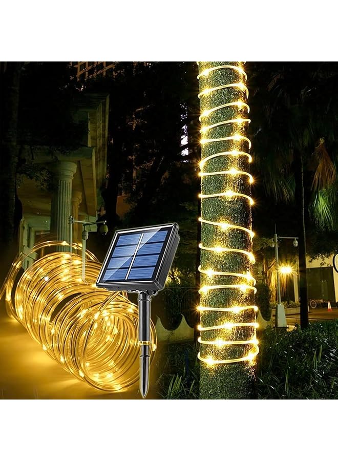 The Bros Solar Rope Light, 40FT Outdoor Waterproof LED Light, 8 Modes Copper Wire Tube Lights 100LED, Tree Decoration Lighting for Party Garden Patio Home Wedding Christmas Holiday (Warm White)  - Image 1