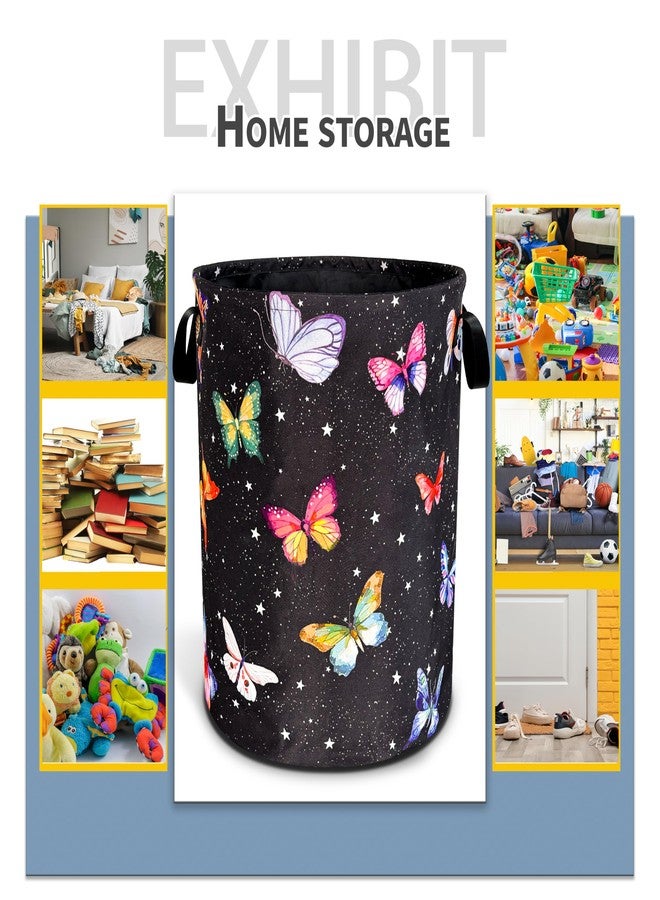 NUTAINLA Fantasy Colorful Butterfly Laundry Basket Butterflies Laundry Hamper Foldable Oxford Cloth Funny Tote Bag Clothes Storage Bucket Toy Organizer For Bathroom/Laundry Storage/Bedroom 18.9x16.5 Inch - Image 5