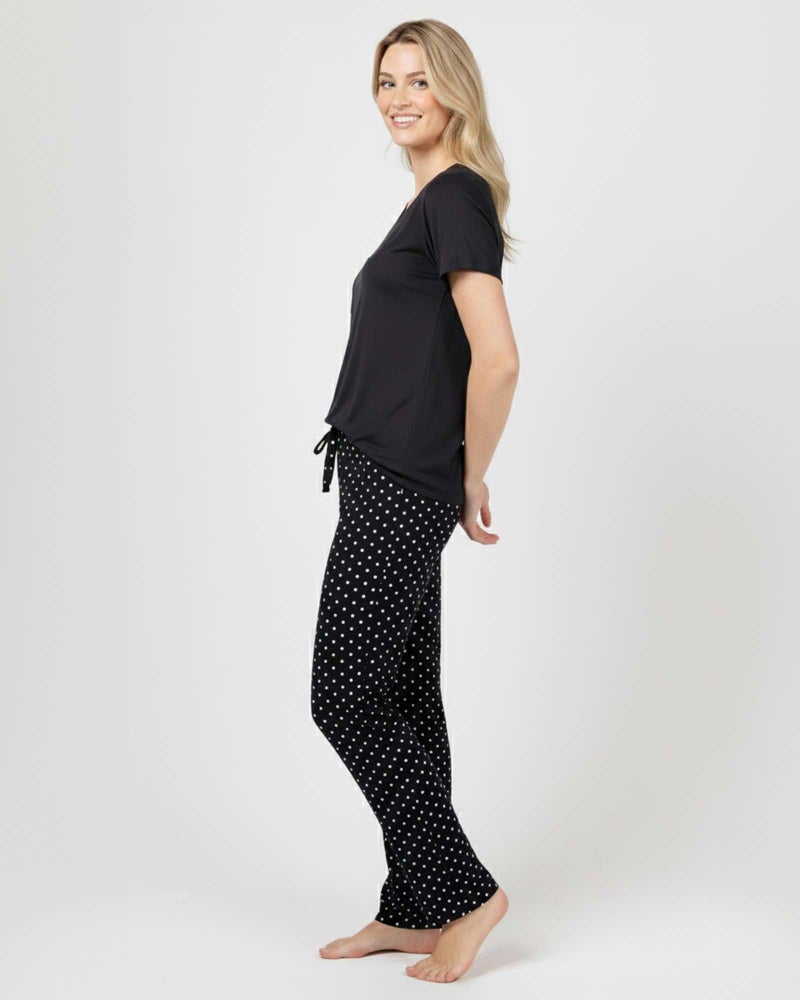 REALESSENTIALS Real Essentials 2 Pack: Women's Comfy Pajama Sets - Short & Long Sleeve Ladies Loungewear Sleepwear PJs (Available In Plus)(Set D Black & Orange, Medium) - Image 5