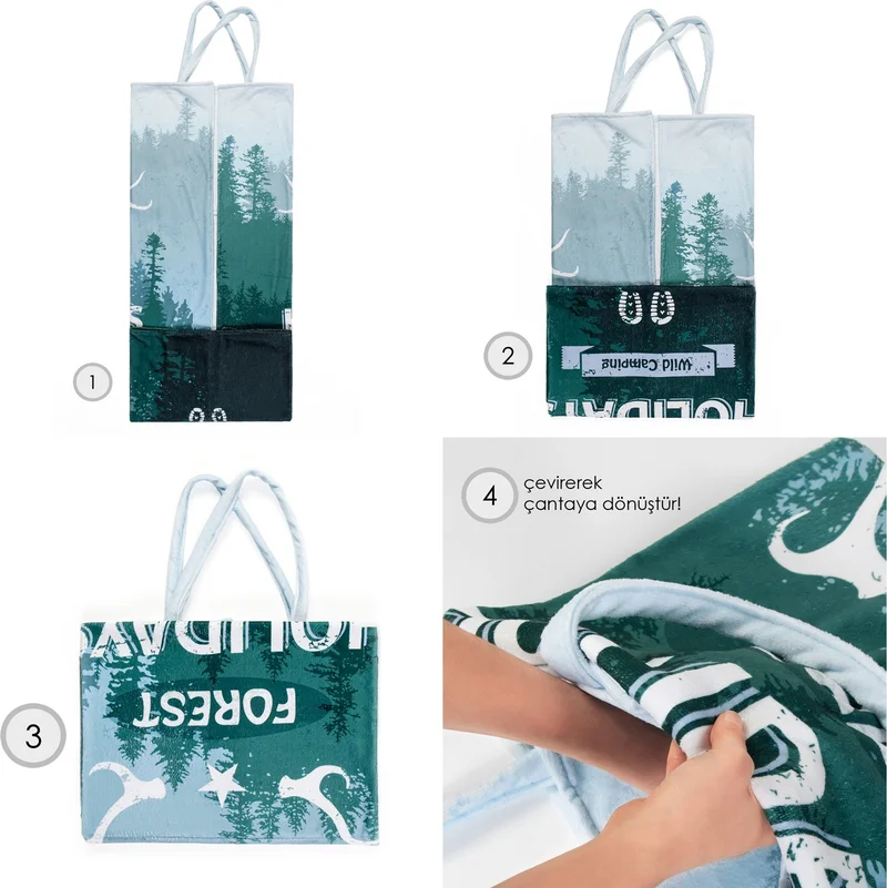 هامور Dough Beach Towel 100 x 150 cm. Bag Dough Beach Towel Forest