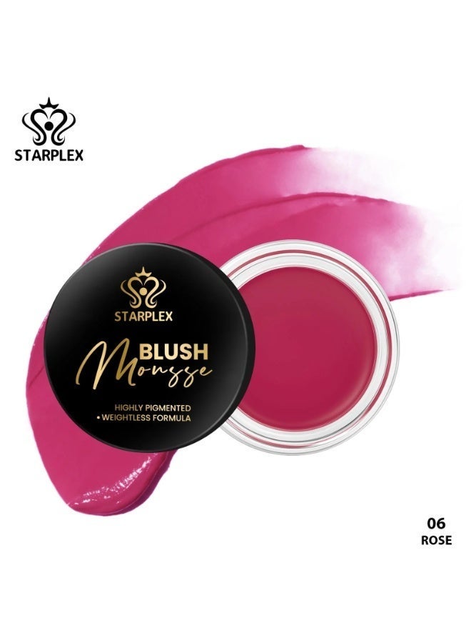 STARPLEX Mousse Blush Velvet Cream Blush ROSE, Highly Pigmented Easy Blend, Waterproof Long Lasting No Transfer, Natural Brighten Complexion, 6 Shades Available - Image 1