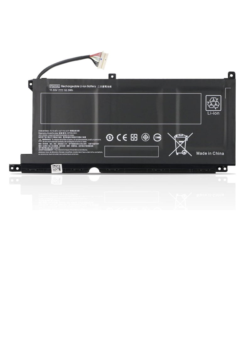 Zexen 11.55V 52.5 Wh/3-cells PG03XL HSTNN-DB9G L48430-2B2 L48430-2C1 PG03052XL Laptop battery compatible for HP Pavilion Gaming 15-dk0xxx 15-dk1 - Image 1