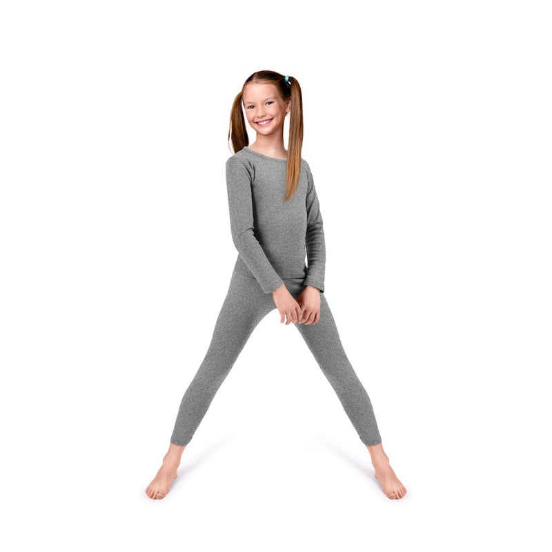 Rocky Thermal Underwear Kids Girls Thermal Underwear Set Long Johns kid Thermals Kid Base Layer kids thermals top bottom set, Melange Grey, Large, Standard-185 GSM, THERMALS SET - Image 1