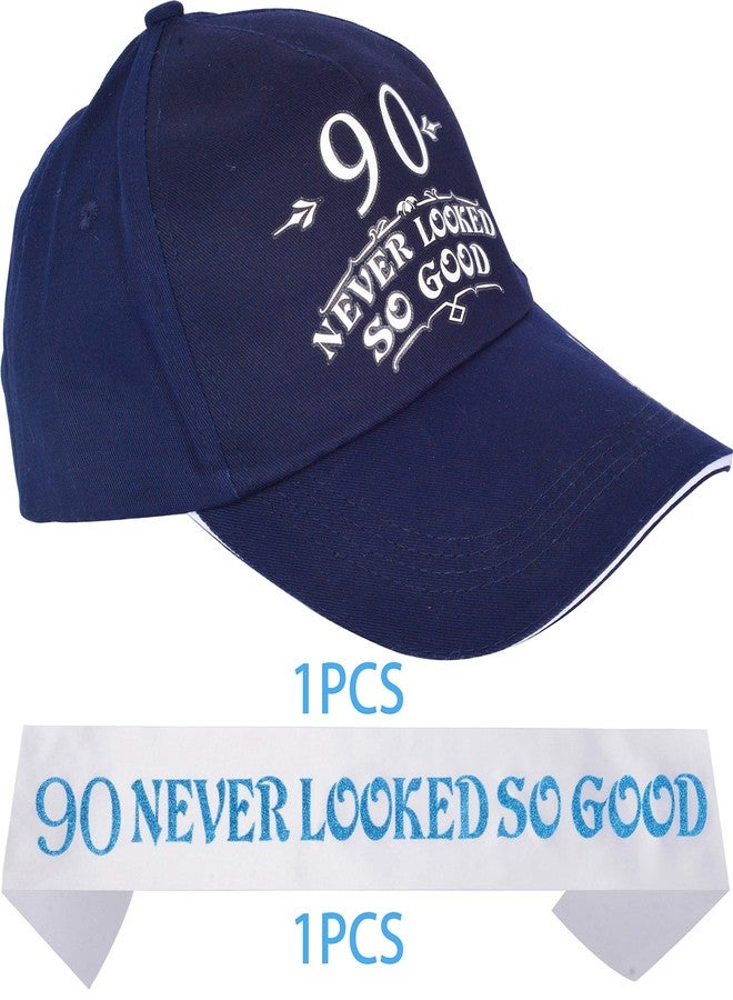 MEANT2TOBE MeantToBe 90th Birthday Gifts for Men - Baseball Cap and White Sash with 90 Never Looked So Good Imprinted - Birthday Gift Bundle to Celebrate the Memorable Event - Image 4