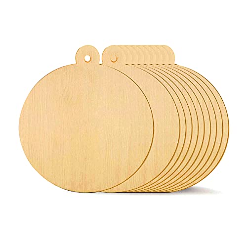 PD Craftozone Round Shaped Unfinished Pine Wooden MDF 2.9 inch Discs for Key Chain, Earring Ornaments Slices Crafts, Xmas Holiday Hanging Decorations, Painting Wood Craft, Decoupage MDF Plains, Resin Art Work (5) - Image 1
