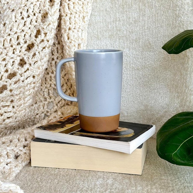 Mora Ceramics Large Tea Mug with Loose Leaf Infuser and Ceramic Lid, 18 oz, Portable, Microwave and Dishwasher Safe, Tall Coffee Cup - Rustic Matte Ceramic Glaze, Modern Herbal Tea Strainer, Sleet - Image 5