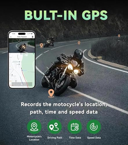 Aoocci C6 PRO Motorcycle Dash Cam Front and Rear, Motorcycle CarPlay, 1080P Dual Dash Motorbike Camera with Apple CarPlay and Android Auto, GPS & Emergency Lock, 140° Wide Angle, IP67 Waterproof - Image 5