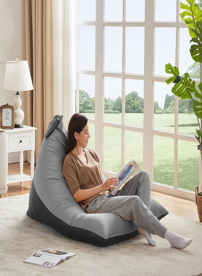 Nobildonna 4ft Bean Bag Chair Cover with Bean Bag Inner Liner Cover (No Filler), 400L Extra Large Triangular Removable and Clean Beanbag Chair Cover Ultra Soft Lazy Sofa Premium Velvet Cover (Grey) - Image 3