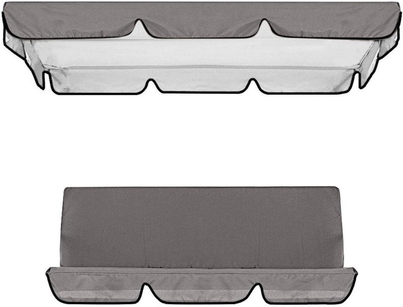 klarako Replacement Canopy For 3 Seater Garden Swing With Outdoor Swing Cushions Cover Oxford Cloth Patio Swing Cover Waterproof Uv Protection Patio Swing Cover (Gray) - Image 2