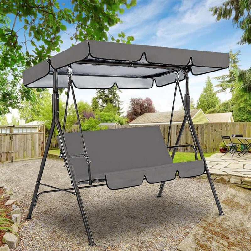 klarako Replacement Canopy For 3 Seater Garden Swing With Outdoor Swing Cushions Cover Oxford Cloth Patio Swing Cover Waterproof Uv Protection Patio Swing Cover (Gray) - Image 3