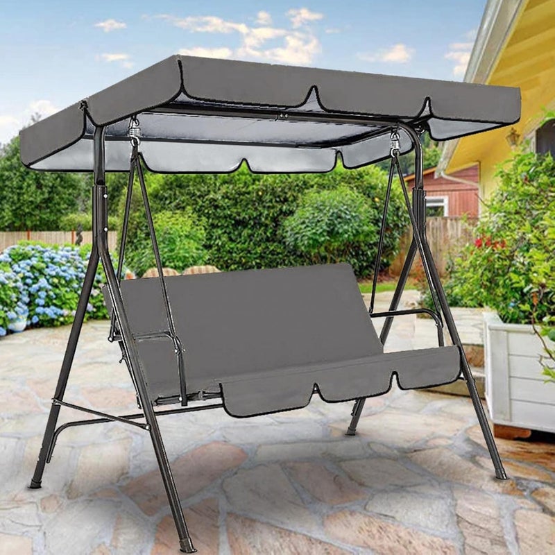 klarako Replacement Canopy For 3 Seater Garden Swing With Outdoor Swing Cushions Cover Oxford Cloth Patio Swing Cover Waterproof Uv Protection Patio Swing Cover (Gray) - Image 1