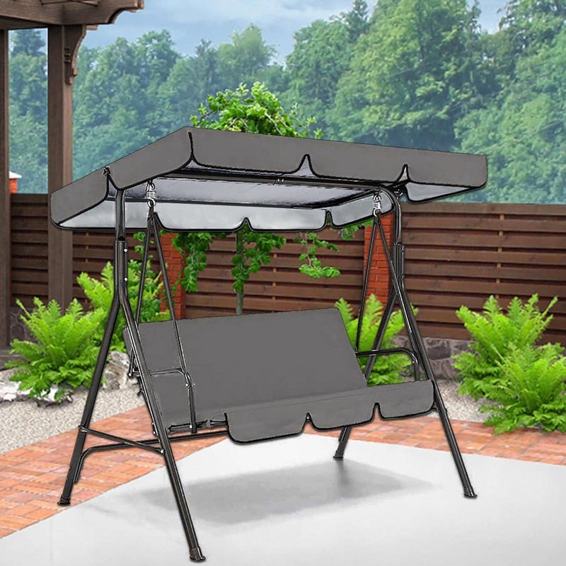 klarako Replacement Canopy For 3 Seater Garden Swing With Outdoor Swing Cushions Cover Oxford Cloth Patio Swing Cover Waterproof Uv Protection Patio Swing Cover (Gray) - Image 5