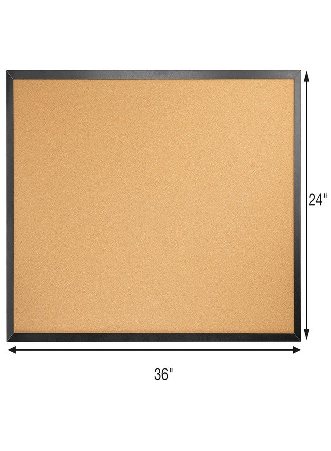 OWLKELA 24'' x 36'' Cork Board Bulletin Board, Black Framed Corkboard, Black Oak Frame Corkboard, Vision Board and Decorative Hanging Pin Board - Image 2