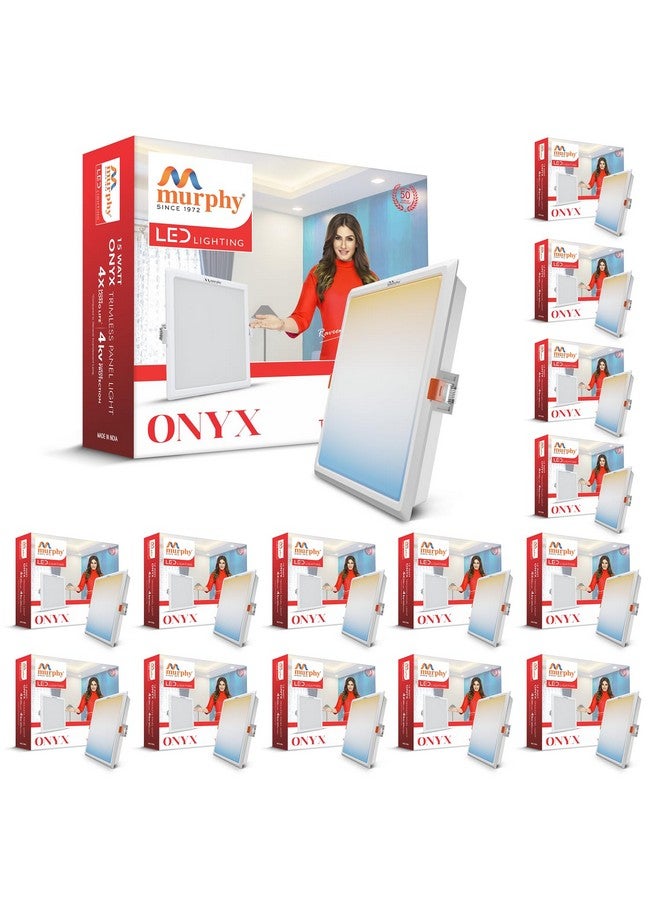 Murphy 15W Recessed Square Trimless LED Panel Light | 3-in-1 Colour Changing - Cool White/Neutral White/Warm White - Pack of 15 - Image 1