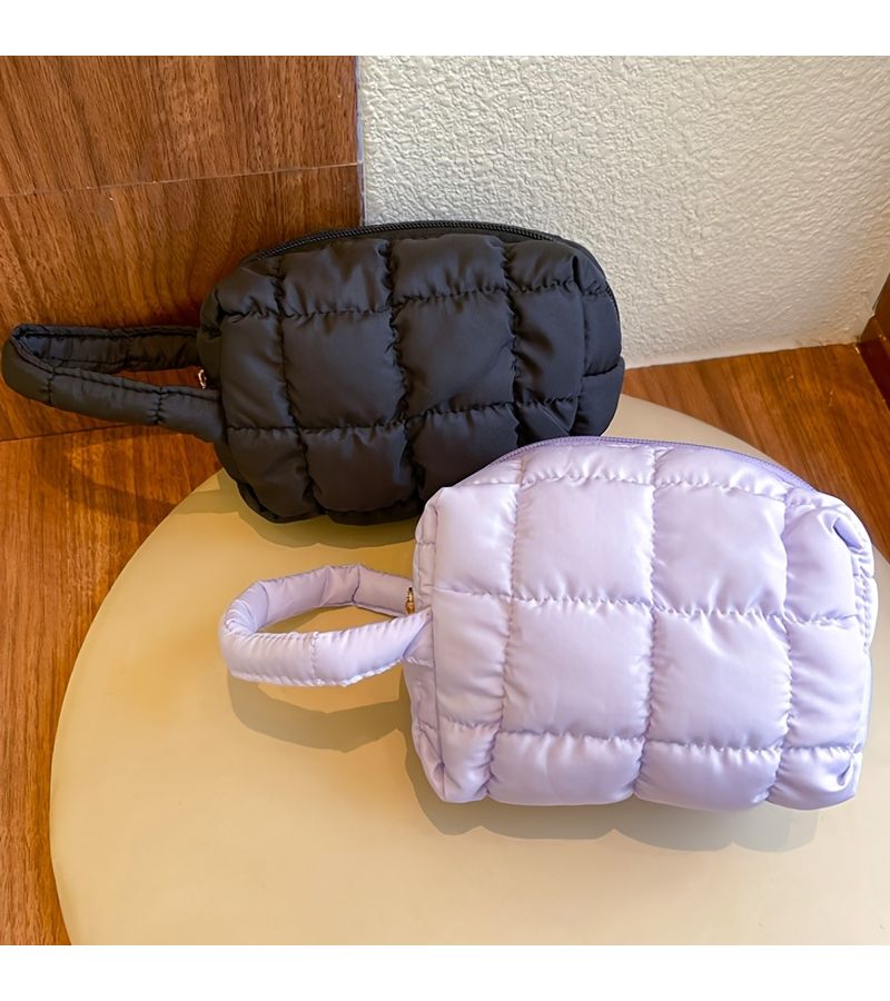 Purple Large Capacity Women S Handbag Square Makeup Bag Portable Storage Bag - Image 1