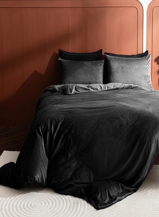TELUS 2 Pack Zippered Velvet Queen Pillowcases, Super Soft and Cozy Luxury Fuzzy Flannel Pillow Cases with Zipper, 20x30 Inches, Black - Image 3