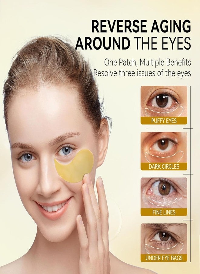 OBIXO Under Eye Patches - 60 Pcs - 24K Gold Eyes Mask- Puffy Eye & Dark Circles Treatments,Reduce Under Eye Bags and Smooth Wrinkles, Skin Care Pads (GOLD) - Image 2