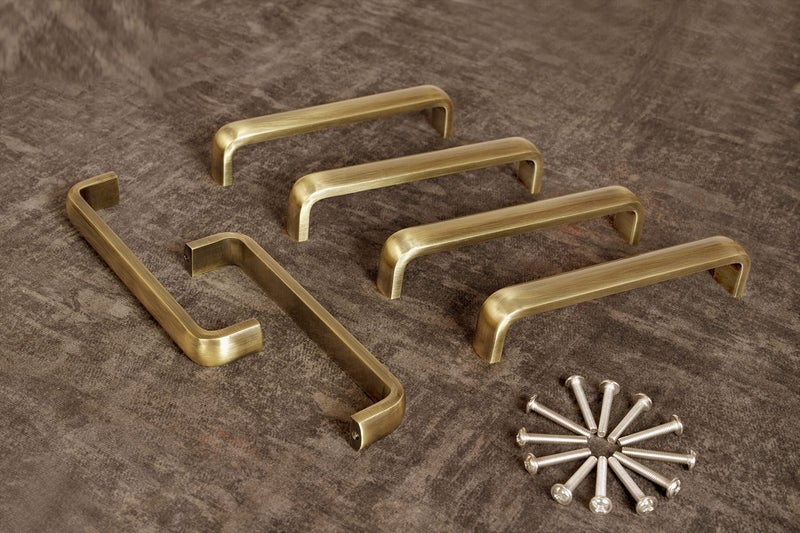 Amar Enterprise Stainless Steel Round-D Shaped Brass Anitque Finish Pull Handle, Kitchen Drawer & Furniture Handle, Wardrobe Handle(6 Inches, Pack of 6,128mm Hole to Hole) - Image 3