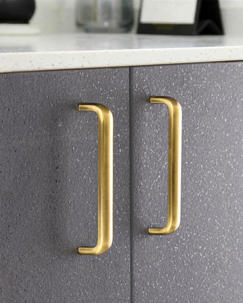 Amar Enterprise Stainless Steel Round-D Shaped Brass Anitque Finish Pull Handle, Kitchen Drawer & Furniture Handle, Wardrobe Handle(6 Inches, Pack of 6,128mm Hole to Hole) - Image 1