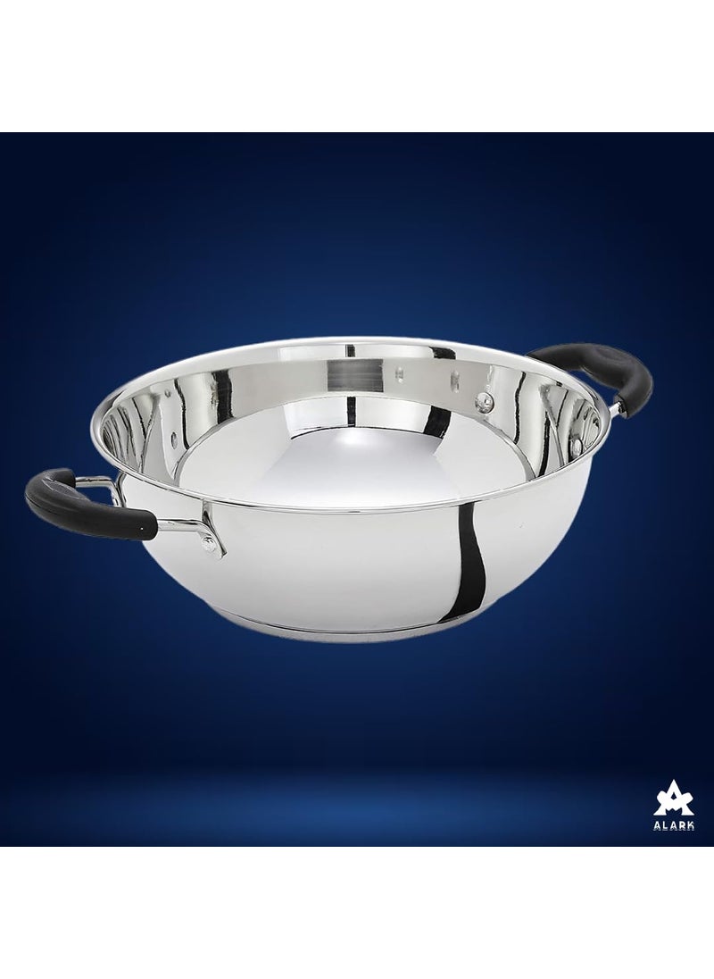 Alark Alark Stainless Steel Cooking Frying Kadhai with CoolTouch Handle Heavy Weight and Durable Triply Gas Stove Compatible Kadhai and 2 litres Capacity Large Kitchen Top Kadhai 42x33x20 CM  - Image 5