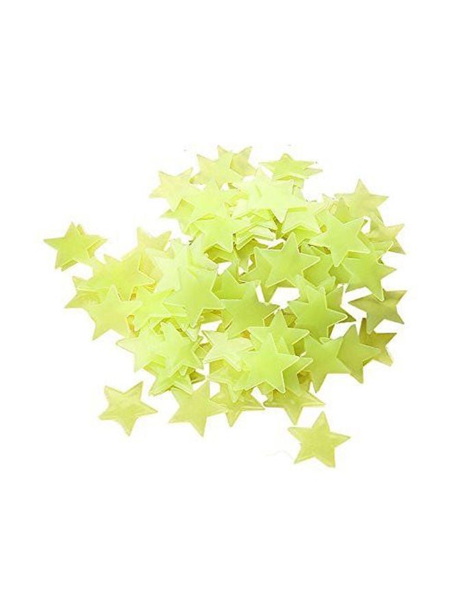NIBEMINENT 300-Piece 3D Stars Glow Wall Sticker Set Green 3x3centimeter
