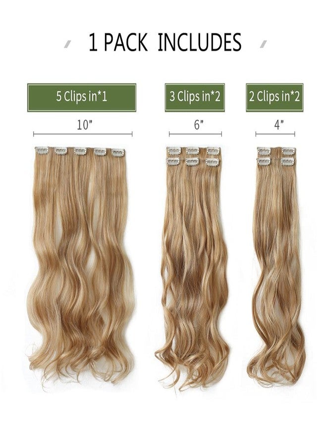 HSPJHTM Clip in Hair Extensions Wave Bleached Mix Blonde 5PCS Hair Extension For Women Halloween 18" Long Wavy Synthetic Hair Pieces Full Head - Image 4